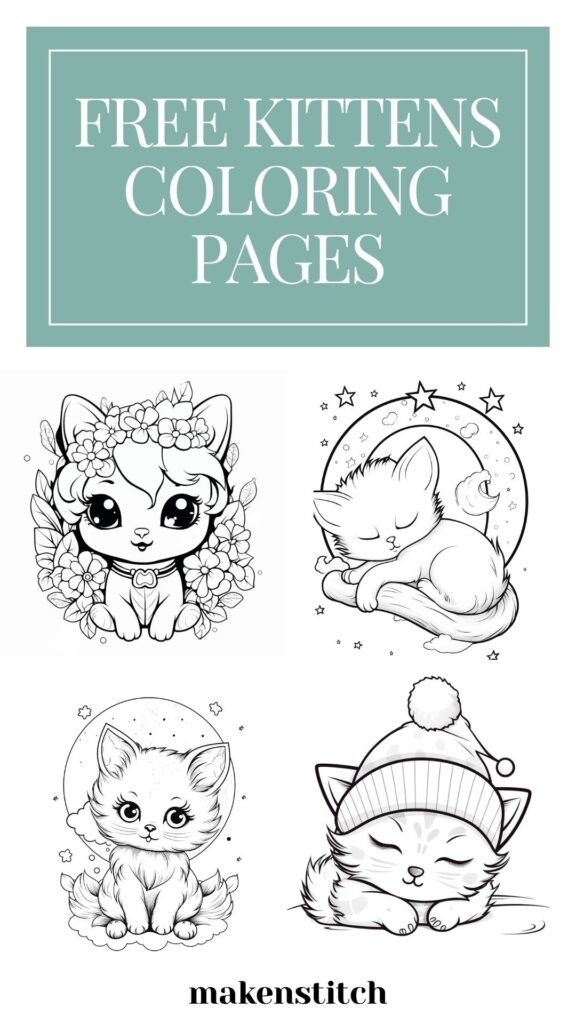 Free Kittens Coloring Pages for Kids and Adults - Makenstitch