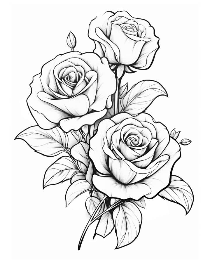 Roses Coloring Pages for Kids Adults Cover